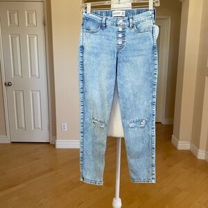 Abercrombie Kids Light Blue Distressed Straight Leg Jeans